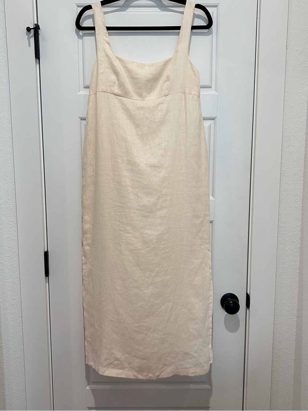 DISSH Cream 100% Linen Midi Dress with Wide Straps Size 8